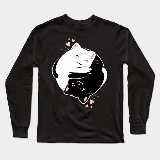 Kawaii Yin & Yang Cats Long Sleeve T-Shirt by NeonSunset